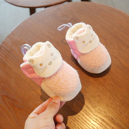 冬季保暖婴儿棉鞋软底学步0-3-6个月一1岁加绒宝宝鞋子幼儿不掉鞋