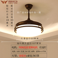 新中式风扇吊灯卧室客厅实木隐形家用中国风复古电扇变频餐厅吊灯