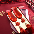 红色梳子一对女方陪嫁用品套装新娘嫁妆结婚镜子木梳塑料龙凤梳