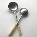 做蛋饺铝勺加厚铝勺汤勺饭勺家用老式手工铸造木柄铝勺子防烫铝勺