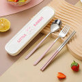 小学生筷子勺子套装叉子便捷一人用餐具便携收纳盒上学午餐儿童