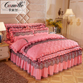 欧式蕾丝床裙四件套加厚床罩床盖4件套夹棉被套床上用品1.5m1.8米