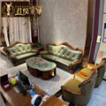 乌金木真皮沙发高端别墅客厅实木新中式头层牛皮佛山现代美式家具