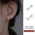 Z小姐999足银几何耳钉方块纯银新款耳环简约小众设计高级感女耳饰