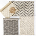KM 手工编织纯色北欧简约现代羊毛家用门厅露台几何格子地毯地垫