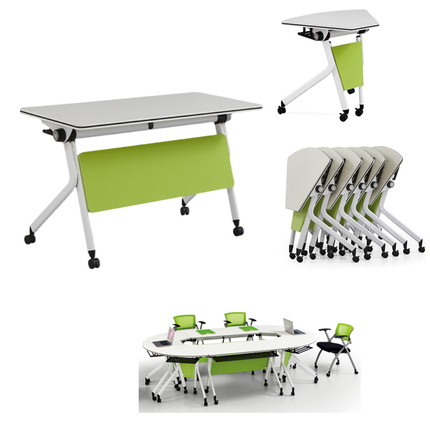 折叠会议桌多边形组合拼接桌学校培训室桌椅智慧教室桌椅讨论室桌