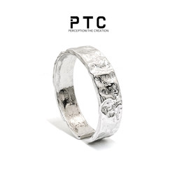 PTC小众戒指925纯银简约冷淡风肌理设计男女情侣对戒指环开口调节