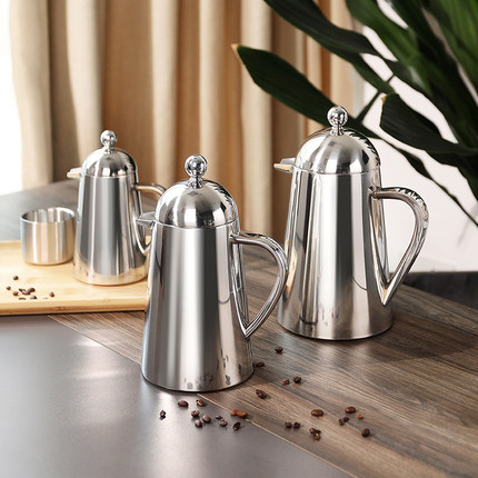 304不锈钢法压壶咖啡壶家用 手冲法式滤压壶泡茶咖啡器具双层保温