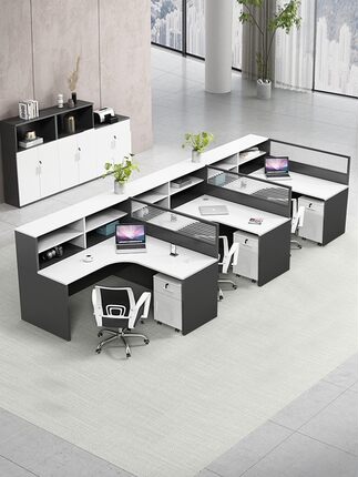 职员办公桌简约现代办公家具4/6人工位桌屏风卡座办公室桌椅组合