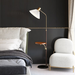 北欧简约现代美式轻奢客厅卧室床头书房带置物架立式茶几落地灯