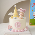 宝宝周岁生日蛋糕装饰可爱奶瓶帽子男孩女孩摆件一周岁生日帽装扮