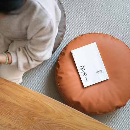 皮质蒲团坐垫地上坐墩日式家用圆形榻榻米茶几小垫子打坐飘窗加厚