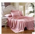 重磅纯色双面真丝床上用品四件套100%桑蚕丝床单床笠丝绸被套22姆