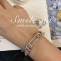 韩国进口设计师款925纯银别针拼接链条银珠 圆珠串珠手链 手环