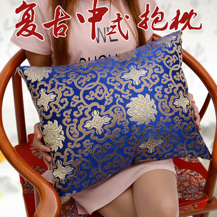 红木家具沙发靠枕靠背 实木仿古抱枕中式靠垫腰枕含芯喜庆中国风