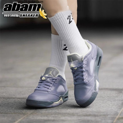 酷动城 Air Jordan 5 AJ5蓝灰耐磨女款高帮复古篮球鞋 FJ4563-500