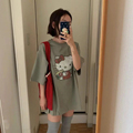 现货！减龄设计感24夏韩国东大门宽松圆领凯蒂猫图案印花短袖T恤