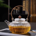 日式手工耐热玻璃花茶壶泡茶壶烧水壶电陶炉提梁壶南瓜壶煮茶家用