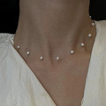 钛钢不褪色玻璃珍珠满天星法式项链锁骨链女时尚温柔气质超仙颈链