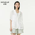 【商场同款】MOVEUP幻走2022夏季新款 苎麻设计师西装短款外套女