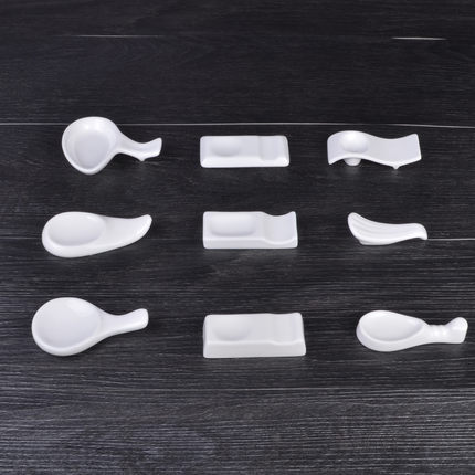 创意筷架纯白色陶瓷筷子架酒店摆台餐具两用汤匙托筷托筷子托勺托