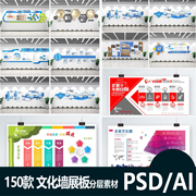 PS设计素材创意宣传栏AI模板公司企业文化形象墙展板PSD分层模版