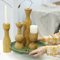森系甜品台摆件 木制烛台复古装饰品 玄关蜡烛台样板间木头工艺品