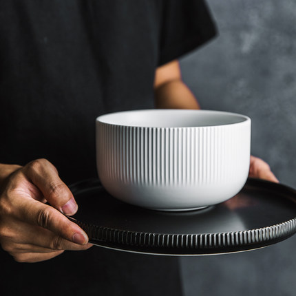 亿嘉北欧风家用单个饭碗面碗沙拉碗菜碗创意个性简约陶瓷网红餐具