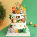 卡通儿童生日蛋糕装饰热带小动物玩偶摆件鳄鱼河马狐狸松鼠长颈鹿