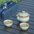 汉唐户外旅行茶具套装青瓷盖碗便携景德镇泡茶壶快客杯简约收纳包