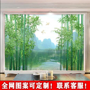 3D大自然竹林风景壁布绿色清新电视背景墙纸山水延伸客厅卧室壁画