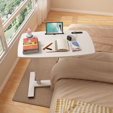 液压床边桌可移动升降折叠电脑桌卧室学习桌懒人床前桌家用写字桌