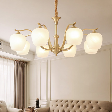 美式客厅吊灯复古卧室餐厅现代简约轻奢大气欧式法式全铜中山灯具