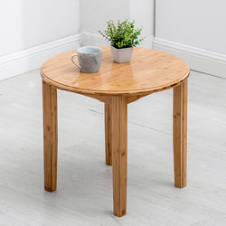 小圆桌圆形餐桌简易吃饭桌早餐的楠竹小桌子简约家用小户型原木色