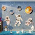 太空人宇航员星球环创主题儿童房间布置墙面装饰壁画男孩卧室贴纸