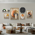 推荐现代轻奢客厅装饰画北欧简约沙发背景墙挂画创意钟表组合墙面