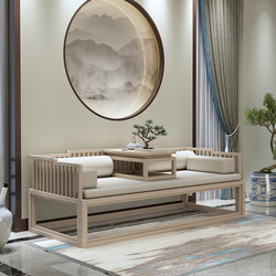 新中式罗汉床实木小户型客厅榻榻米办公室沙发床推拉床卧室抽拉床