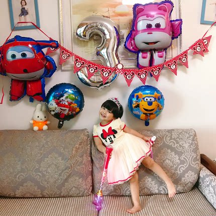 超级飞侠 铝膜气球正版乐迪儿童过生日装饰派对布置男孩女宝宝2岁