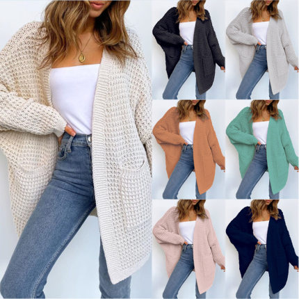 2022 knitted cardigan loose knit large size sweater women's
