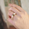 天然和田玉晴水料淡水珍珠戒指小众设计简约气质指环百搭高级感