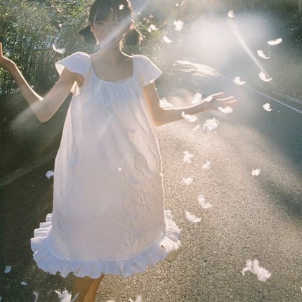 天使宝宝古着感白色连衣裙 100%棉日系清新少量现货