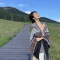 新疆民族风旅游披肩西藏旅行穿搭青海草原披风女云南外套喀什围巾
