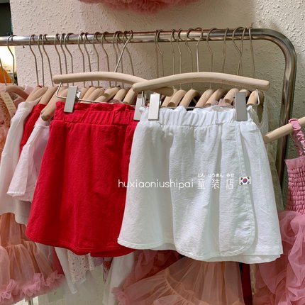 女童白色半身裙春夏儿童裙裤夏季2022新款洋气夏女孩中童红色短裤