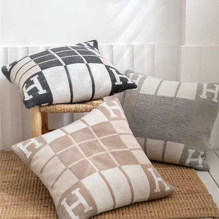 北欧ins风简约字母沙发靠垫椅子卧室少背针织抱枕套软装装饰