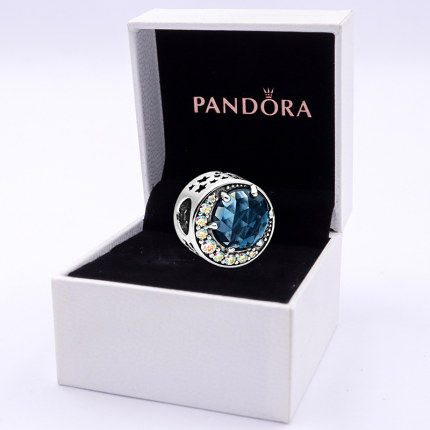 Pandora潘多拉官网 手链串珠明月夜空925银珠子蓝色猫眼798524C01