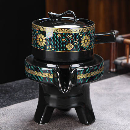单个懒人石磨茶具单个旋转出水功夫茶壶复古时来运转自动冲泡茶d