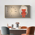KAWS餐厅装饰画带钟表暴力熊挂画2024新款客厅画家用时尚挂钟壁画