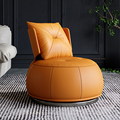 意式极简皮艺休闲椅现代简约北欧风轻奢设计师款单人沙发懒人转椅