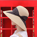 HJ新款女夏季防晒渔夫帽编织可折叠防紫外线晒遮阳帽