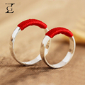 S925银情侣戒指女纯银男设计感红绳指环一对中国风中指对戒可刻字